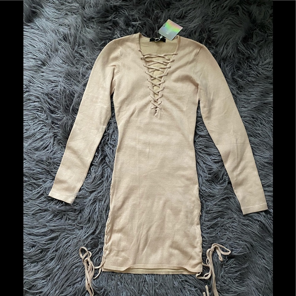 Missguided Lace Up Slide bodycon dress